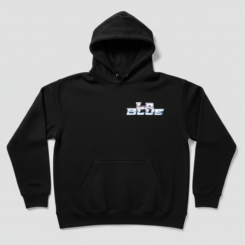 la blue hoodie